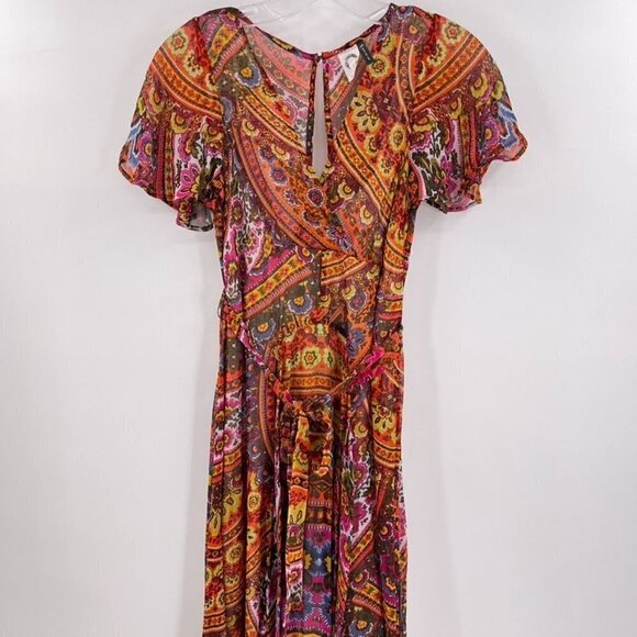 Akemi + Kin Anthro Sz US 0 Multicolor Murol Flutter Faux Wrap Chiffon Maxi Dress - Picture 3 of 11
